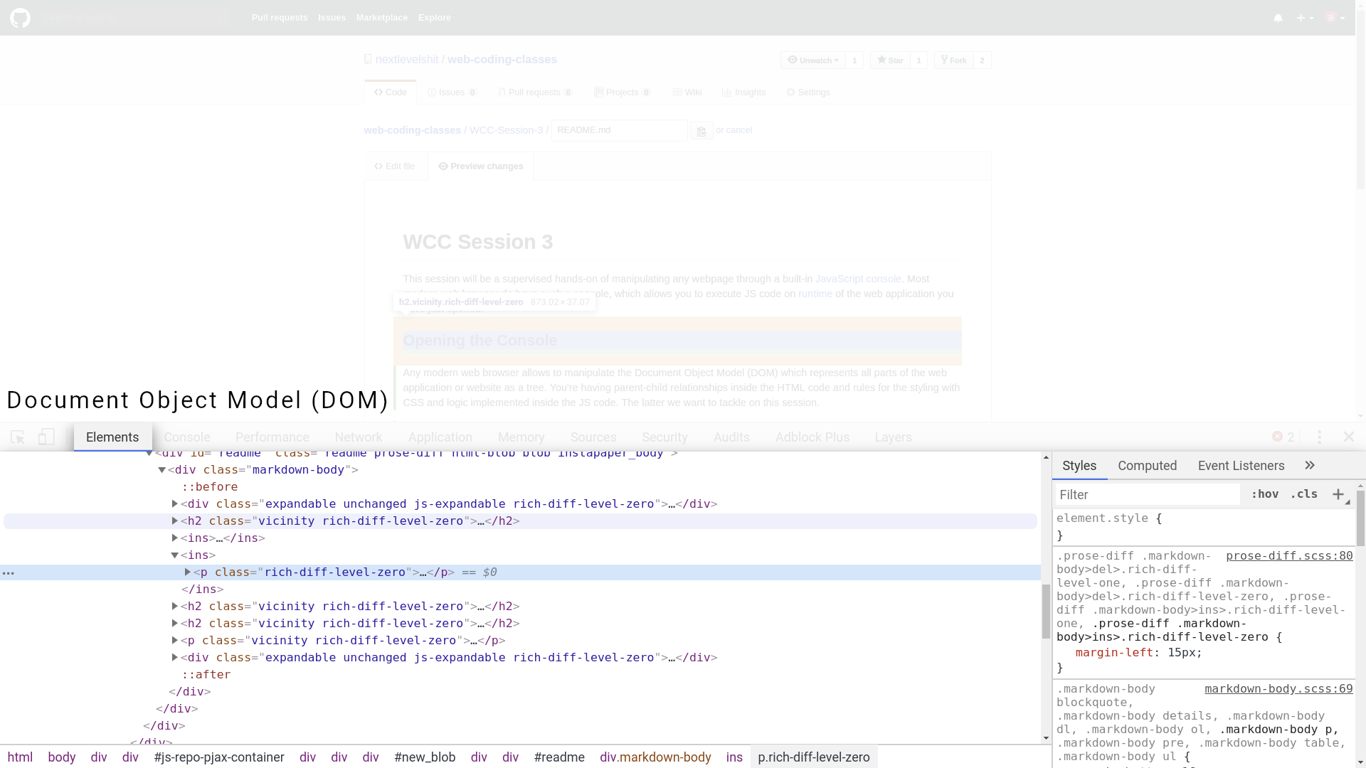 Document Object Model (DOM) in Chromium Web Browser